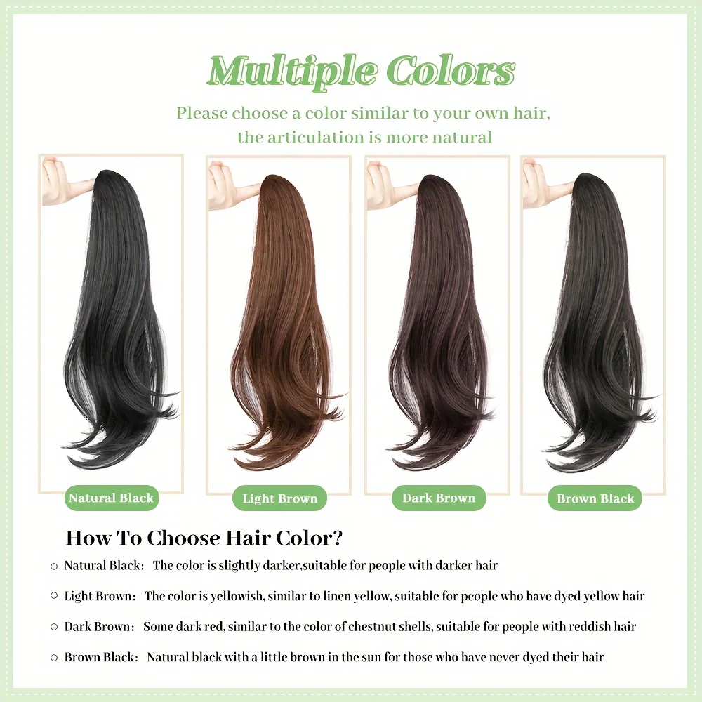 Synthetic ponytail extension 24" claw clip hair extensions ponytail Long straight Natural Looking Hairpiece for Women Black