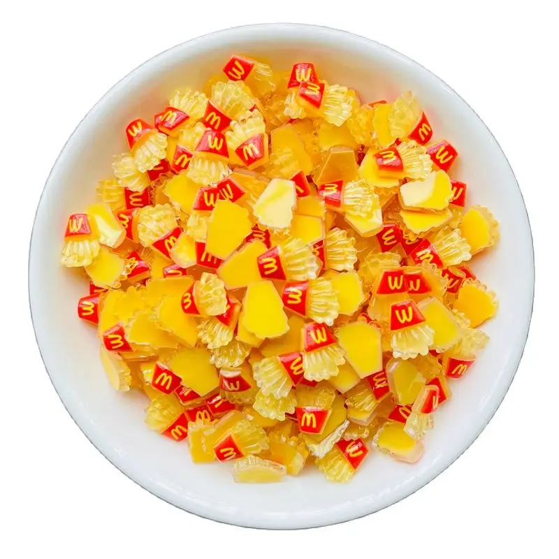 Resin Hairpin Accessories Resin Nail Art Crafts Resin Jewelry Accessories 50 Pcs 11*9mm Mini Cartoon French Fries Flat Back Resin DIY Jewellery Hairpin Children's Gifts Manicure Accessories
