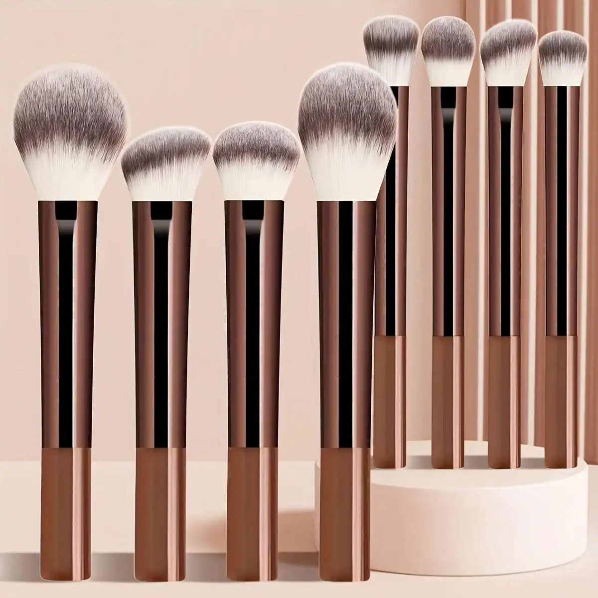 Deluxe Black Glossy Makeup Brush Set - Professional Face & Eye Kit, 11 Pieces