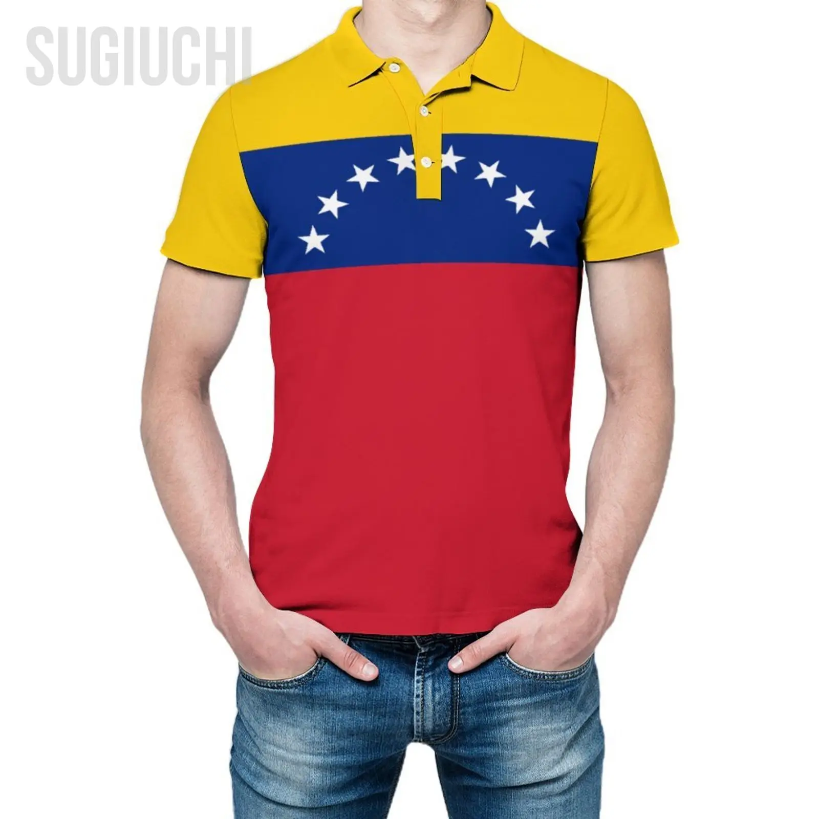 Polo Unisex Bandiera Del Venezuela Stampa 3D Uomo Polo Abbigliamento Moda Tute Maniche Corte