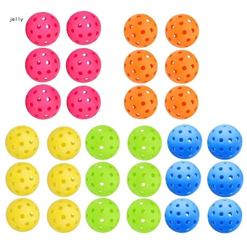 

448C 6 Pack Pickleball Balls, 40 Holes Outdoor Pickleball Balls, and Durable Balls Hollow Practice Balls with Multiple Color