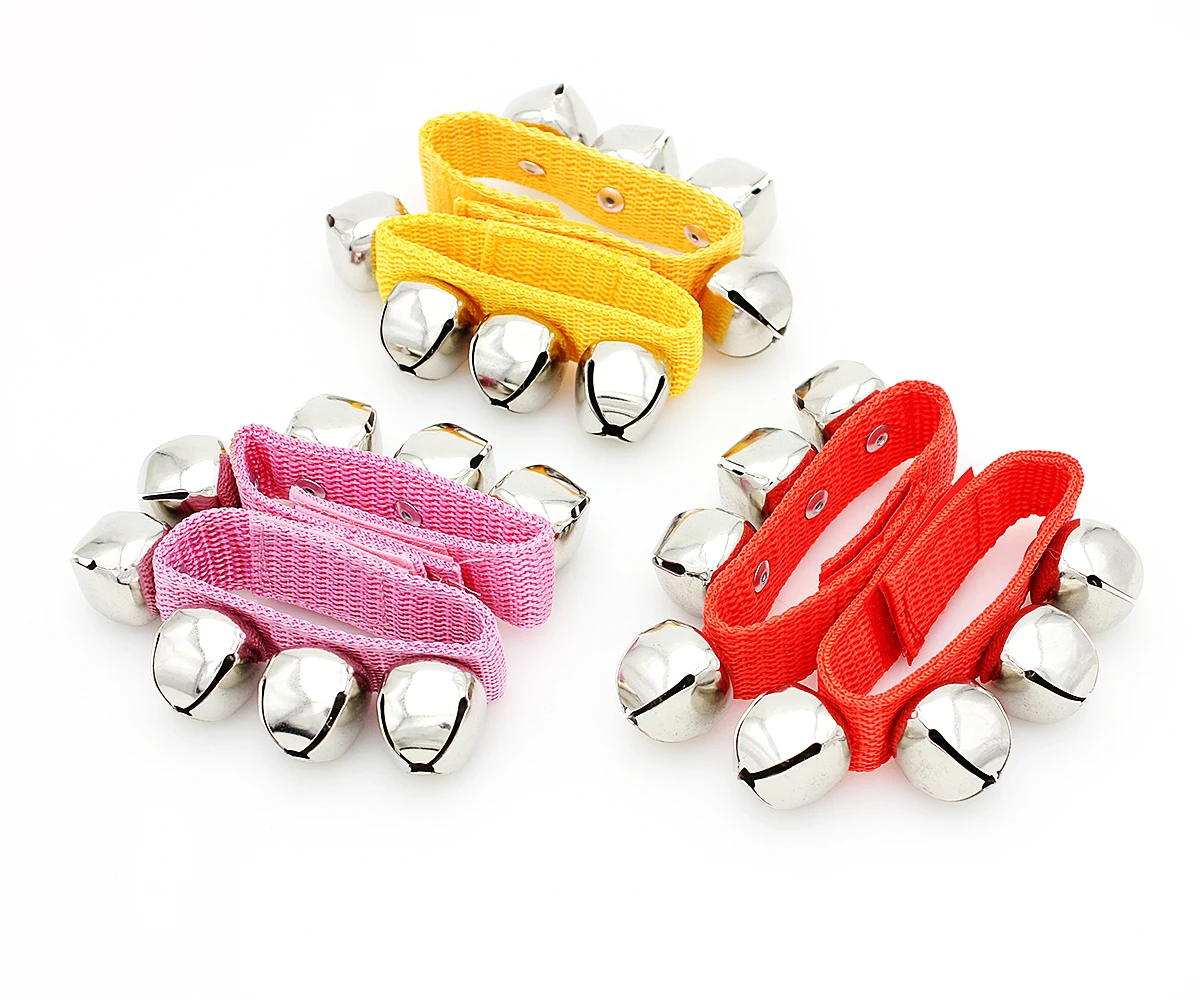 Hand Bell Jingle Bells Bracelet Wrist Tambourine Fastener Tape Percussion Musical Toy Party Kids Educational Games Orff Music Instruments