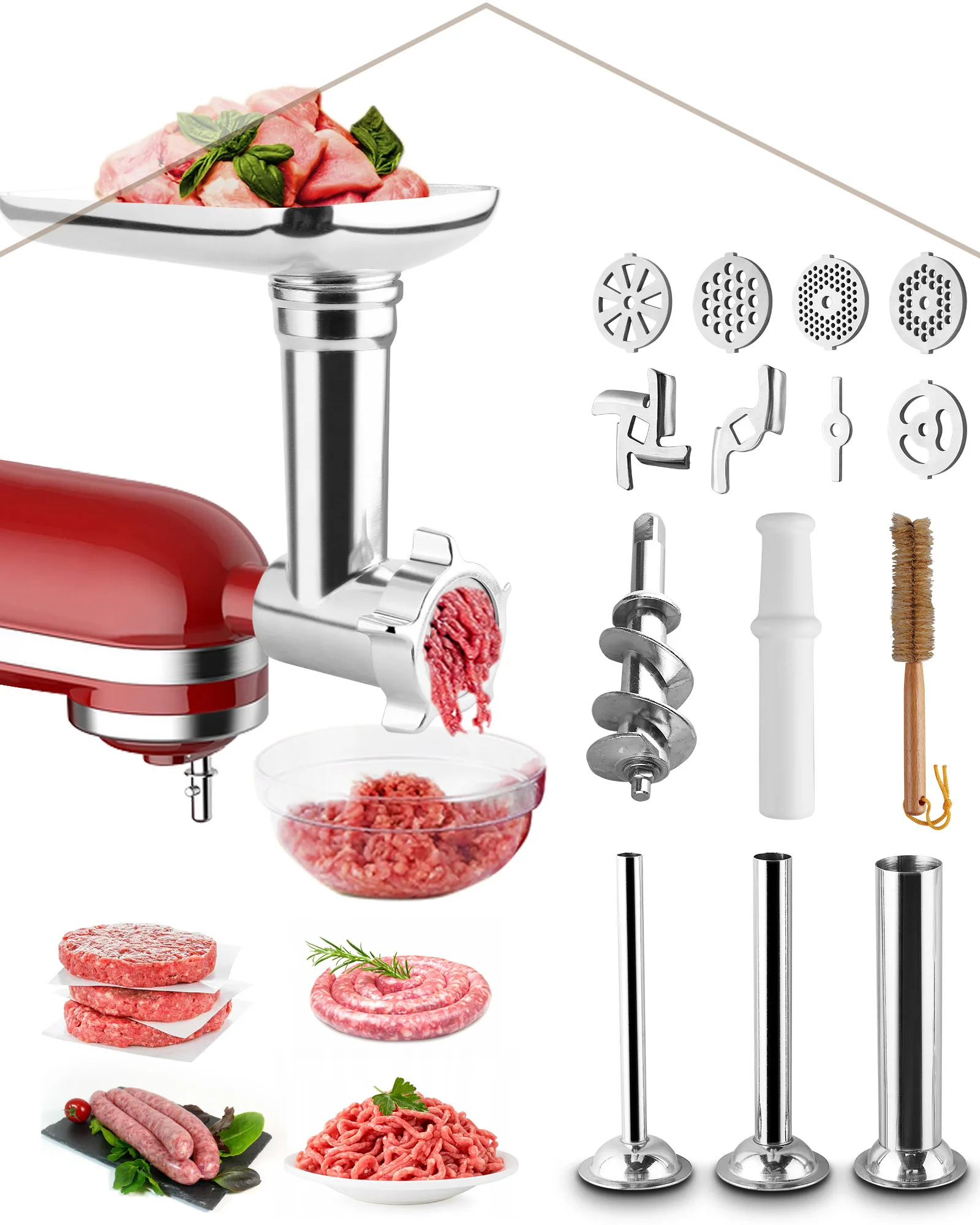 Meat Grinder Parts Metal Food Grinder Attachments KitchenAid Stand Mixers Sausage Stuffer Handling Grind Meat Hard Cheeses
