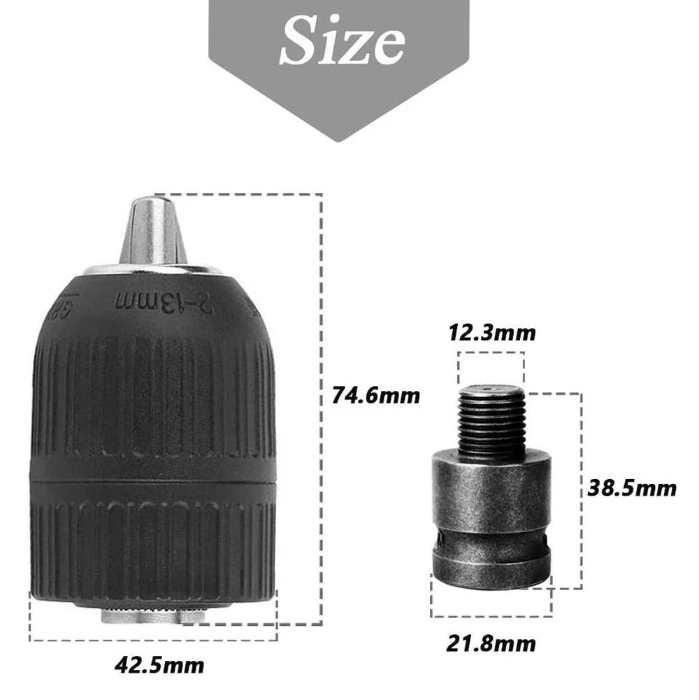 Drill Chuck Drill Chuck With 1/2inch Chuck Socket Square Female Adapter 1/2-20UNF Quick Grip Keyless 2mm~13mm(0.08"~0.51") Clamp Range
