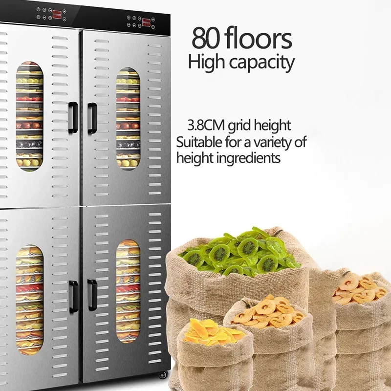 New 480L Large Dehydrators Commercial 80 Layer Fruit Dryer Food Lychee Longan Mango Sausage Duck Beef Fish Herbs Mushroom Air Dr