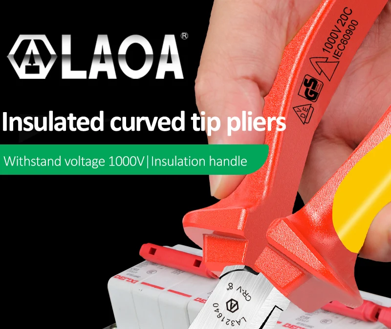 Description Picture 2 of itemLAOA VDE Curved Needle Nose Pliers Isolated Wire Cutter Cr-V Electrician Pliers