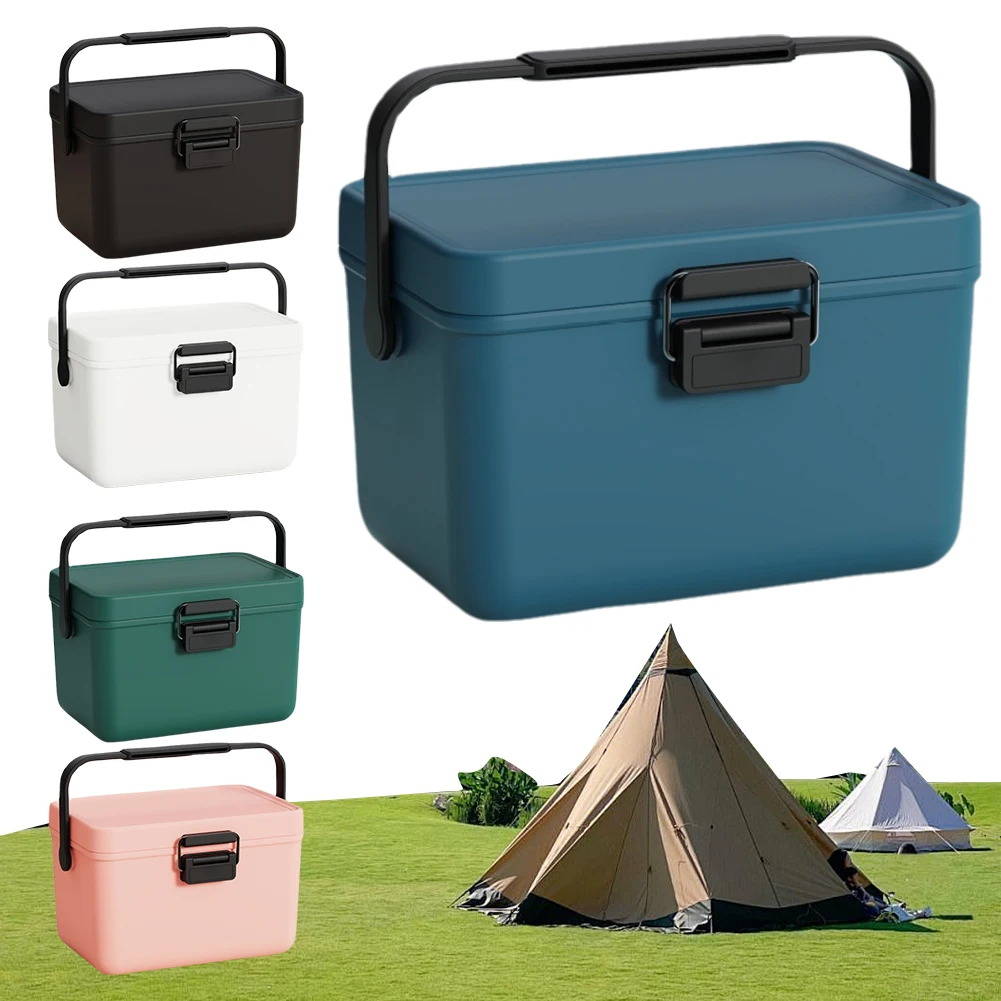 3.8L Insulated Portable Cooler with Handle Hard Cooler Ice Chest Box for Beach Picnic Camping Boating Fishing Car