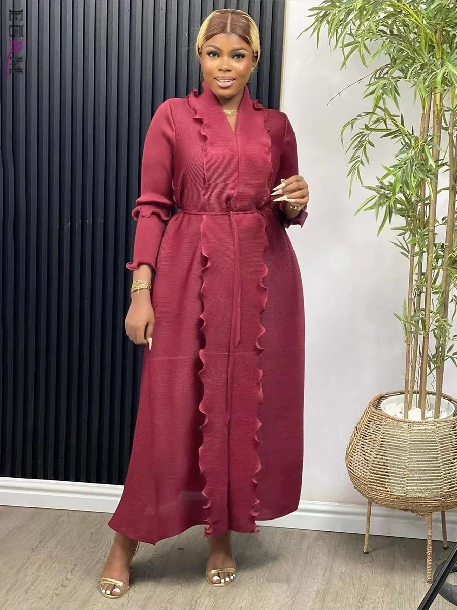 EGRM Miyake Pleated Maxi Long Dress Solid Ruffles Full Sleeve with Belt  Formal Dresses for Women 2024 Summer New Hot Sales 8R295 - AliExpress  200000345
