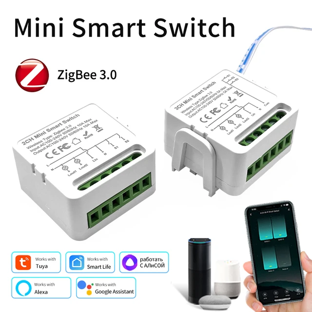 สวิตช์อัจฉริยะ ZigBee 3.0 Tuya 100-240V 1/2/3 ช่อง สวิตช์เบรกเกอร์รีเลย์ ควบคุมผ่านแอป Smart Life รีโมท รองรับการสั่งงานด้วยเสียงผ่าน Alexa และ Google Assistant 1