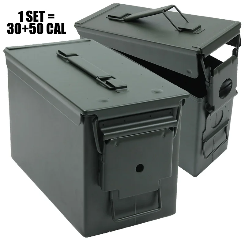 2-pack-50-30-cal-steel-metal-ammo-can-military-army-tactical-waterproof-air-tight-long-term-bullet-ammo-storage-ammunition-boxes