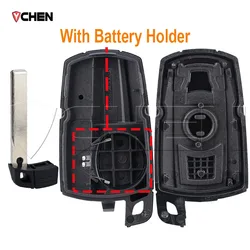 Premium Key Fob Shell Case - Smart Remote Cover Housing, 3 - Button Design (With battery holder)
