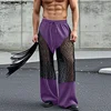 Fashion Casual Style Men's Trousers INCERUN Mesh Splicing Hollow Perspective Long Pant Streetwear Male Drawstring Pantalons 2025 2