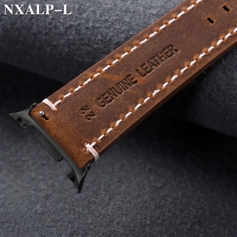 Retro Brown Calf Leather Watch Band - Classic 46mm Strap