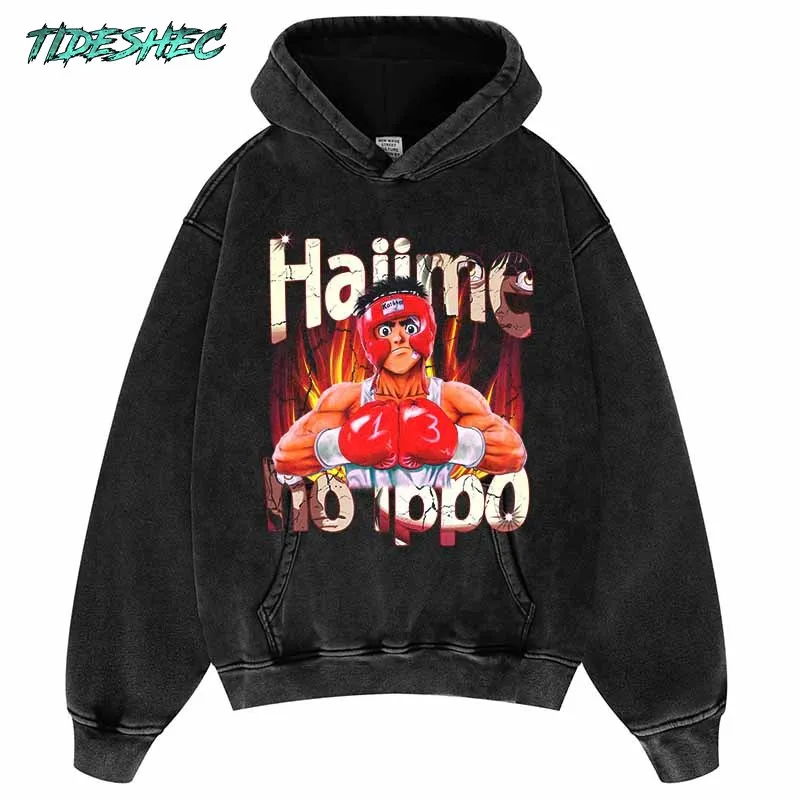 

Мужская демисезонная толстовка с капюшоном в стиле ретро с японским аниме и графическим принтом, боксеры, уличная одежда в стиле хип-хоп, мужская хлопковая толстовка оверсайз с капюшоном в стиле аниме, 420 г