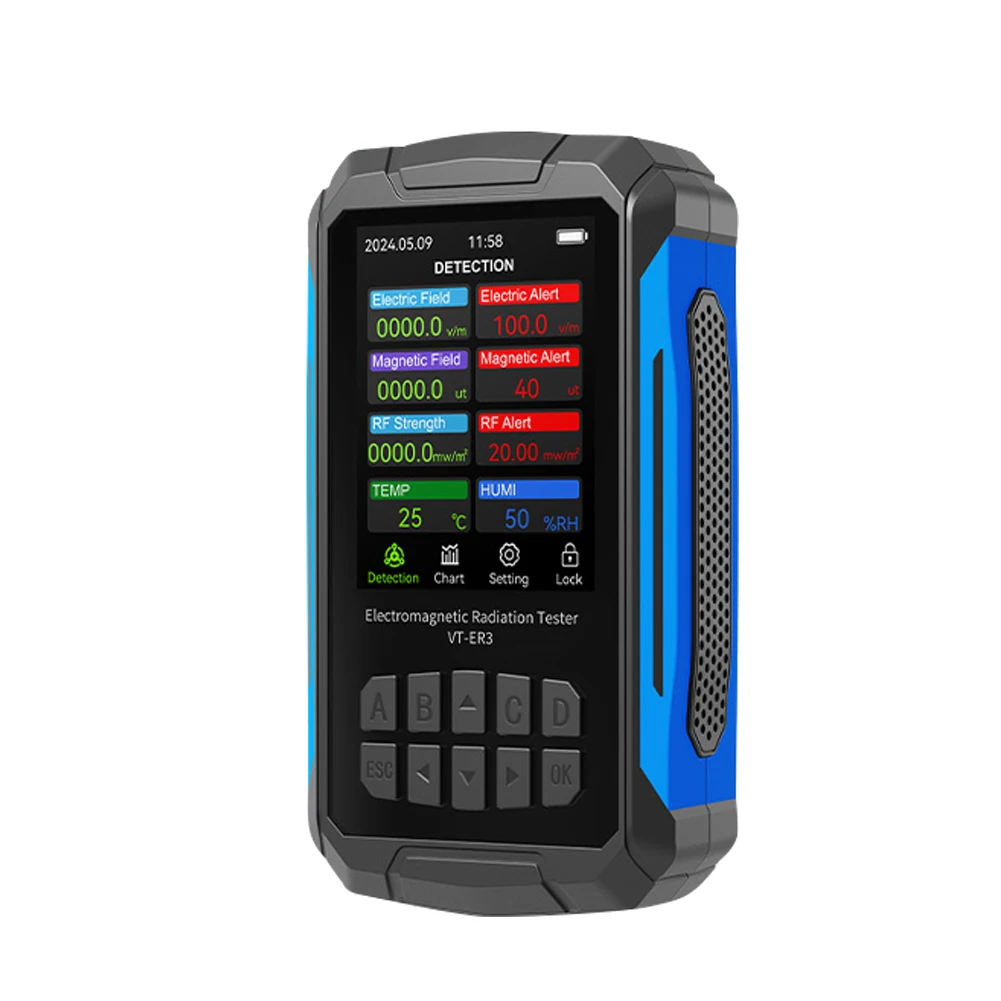 VT-ER3 5-in-1 Electromagnetic Radiation Detector Radio Frequency Electric Field Magnetic Field Temperature Humidity Tester