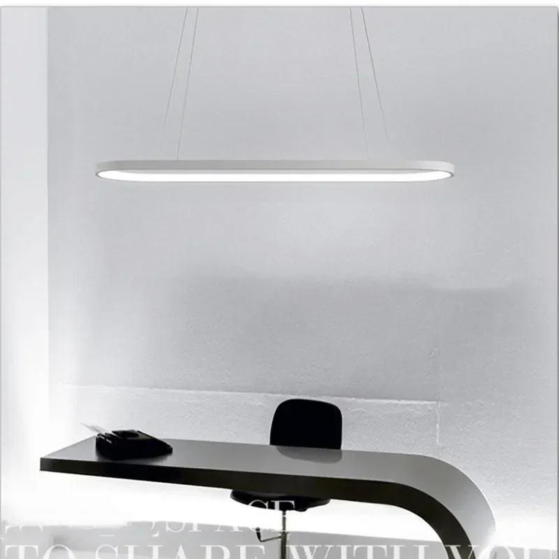 Modern Oval Led Chandeliers Aluminium Lighting Dining Room Pendant Chandelier Miniamlism Dimmable Hanging Pendant Lamps Fixtures