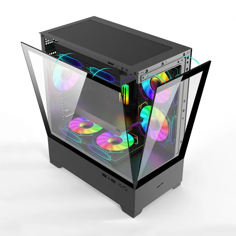 Power Train Illusionary Realm III Computer Case M-ATX/ITX Desktop Game Chassis ATX Power Supply SupportSide Transparent PC Case