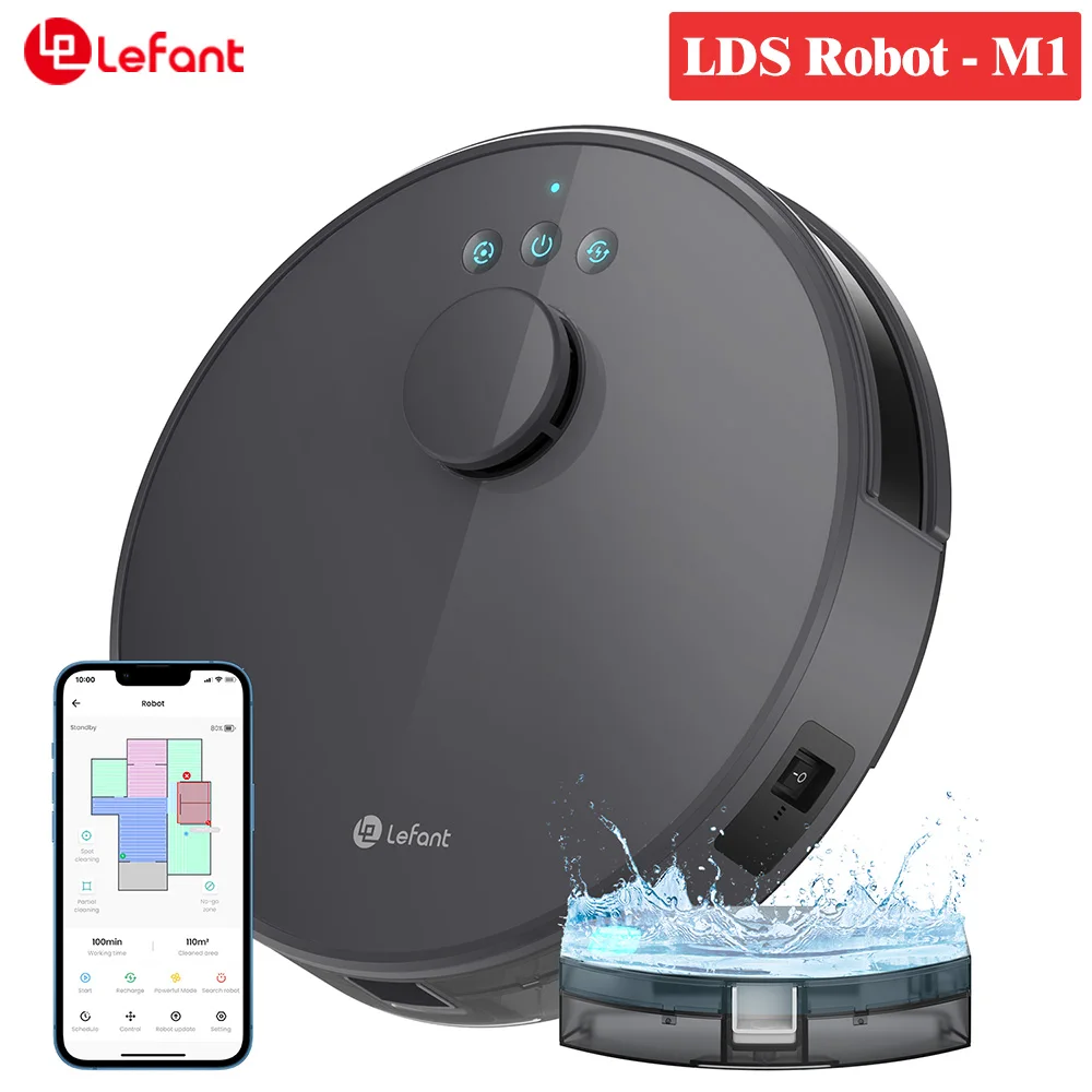 Lefant Lidar 내비게이션 M1 LDS 로봇 진공 청소기, 실시간 지도 이동 금지 구역 청소 앱, 가전제품용 구글 컨트롤