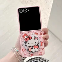 Sanrio Hello Kitty Magnetic Grip Holder Magsafe Wireless Charge Cute Cartoon Phone Case For Samsung Galaxy Z Flip 7 6 5 4  Cover