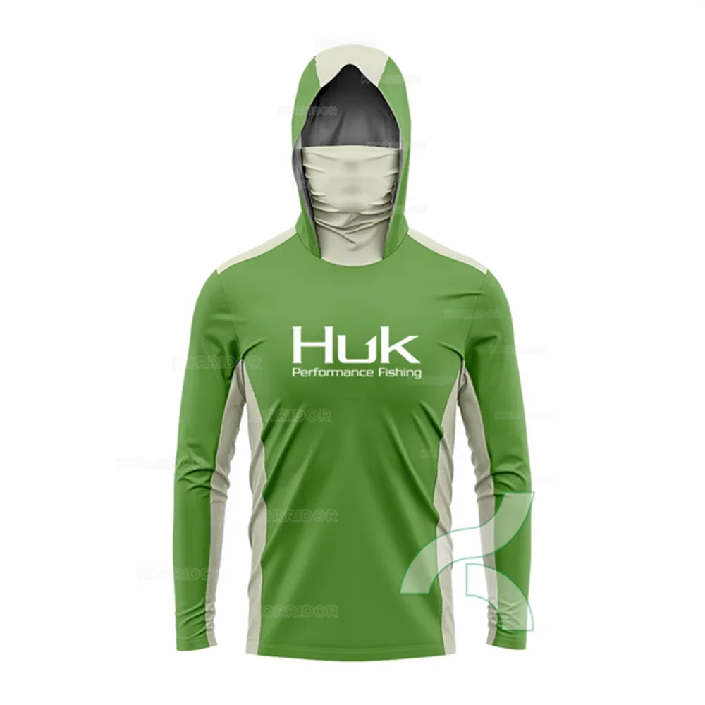 HUK Fishing T Shirt Hooded Fishing Shirt Men Long Sleeve Uv