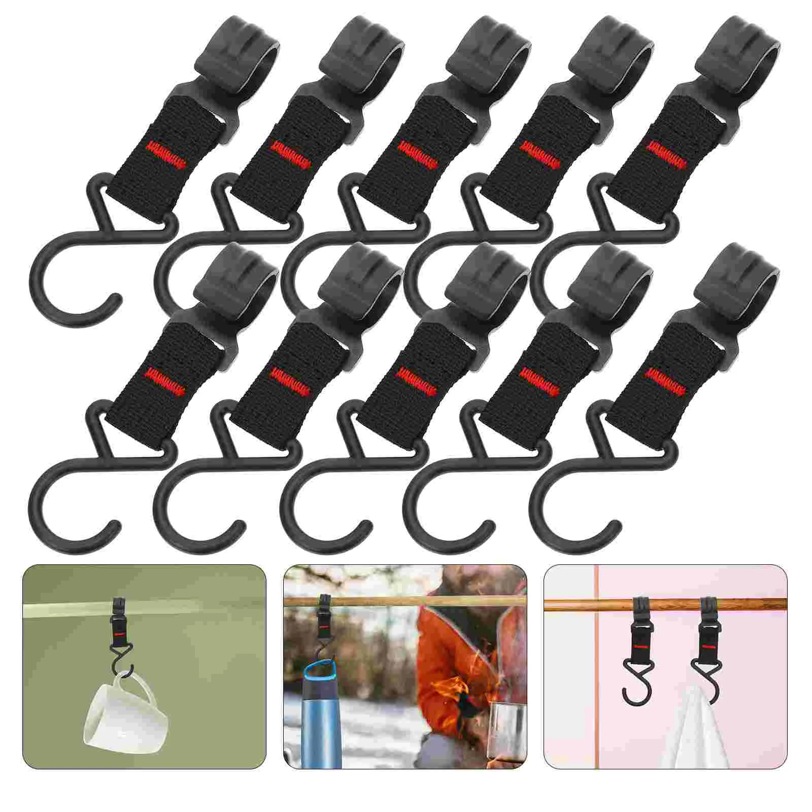 

10 Pcs Hook up Camping Bag Tableware Fishing Lanyard Pot Closet Drying Rack Cookware Outdoor Hangers Flowerpot