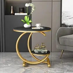 Mesa de centro de mármol de lujo para balcón, mesita de noche roja Simple para sala de estar, sofá, gabinete, mesa redonda de esquina, Mini Muebles