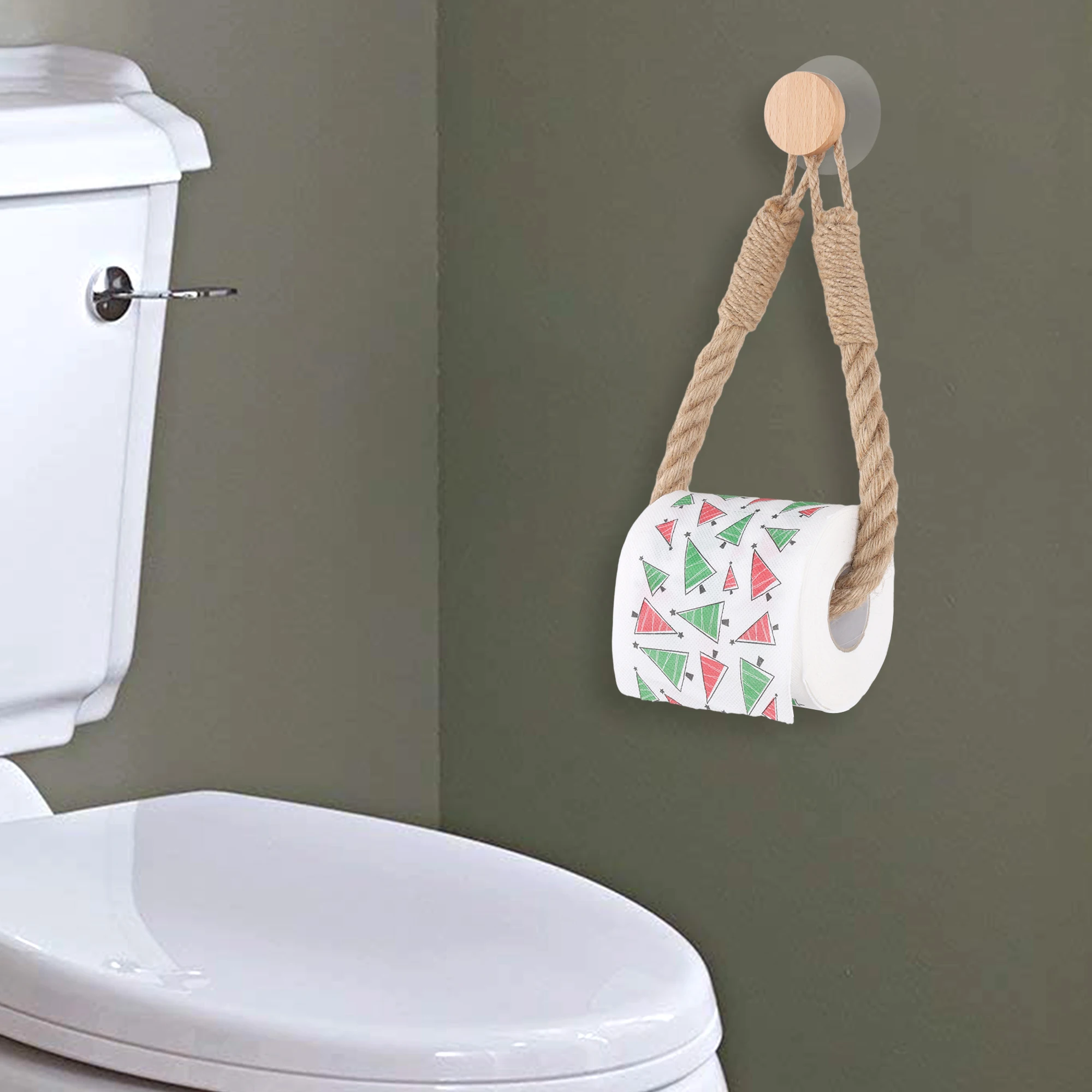 Paper Towel Holder Towel Rack Paper Towel Rack Nail-free Sticker Towel Rack Bathroom Wooden Hook Paper Towel Rack Bathroom Toilet Accessories Set Paper Holder Wooden hook