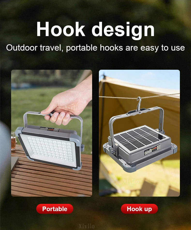Portable Solar Lantern 100000LM LED Rechargeable Lantern Emergency Outdoor Camping Bulb Lamp Searchlight Night Tent Light