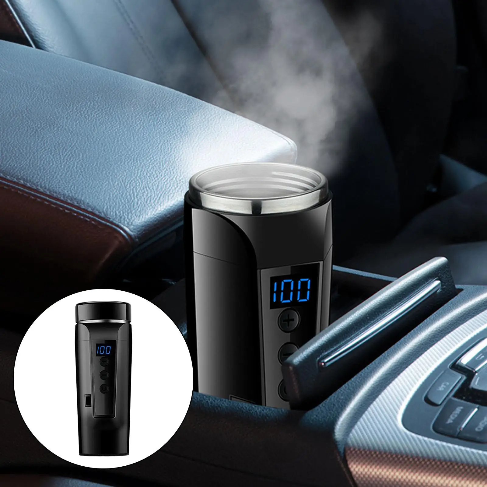 Heated Travel Mug Heating Insulated Thermous Cup for Vehicles