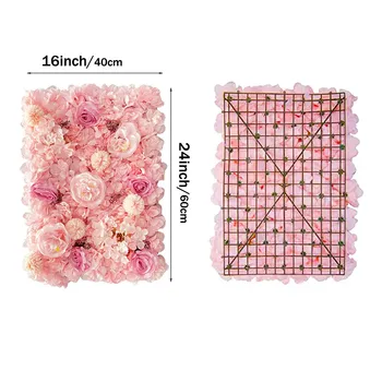 Pink Silk Rose Flower Wall Panels Artificial Flower for Wedding Decoration Baby Show Party Home Bedroom Backdrop Decor 3