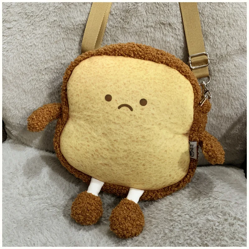 Cute Toast Bread Crossbody Bag Plush Cartoon Smiley Girls Purses Handbags Women's Phone Wallet Female Clutch Shoulder Bag women handbags