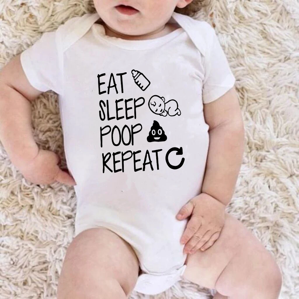 

0-24M Toddler Romper Unisex Baby Girl Clothes EAT SLEEP POOP Jumpsuit Cotton Lovely Girls Ourfits Polyester Infant Boys Rompers