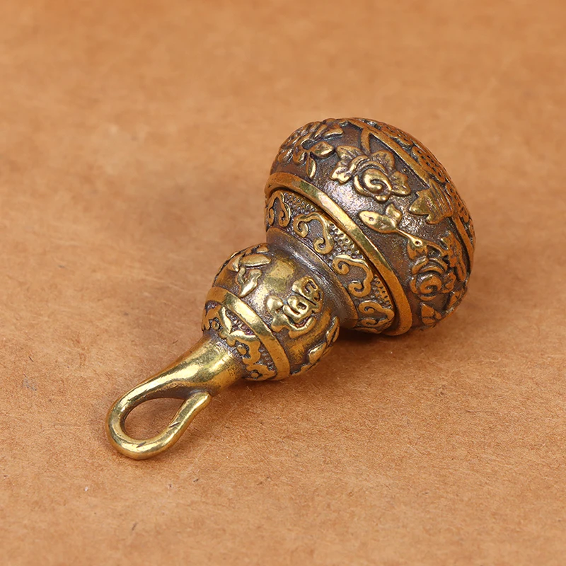 Brass Blessing Lotus Gourd Charms Lucky Key Chain Pendants Pill Box Container