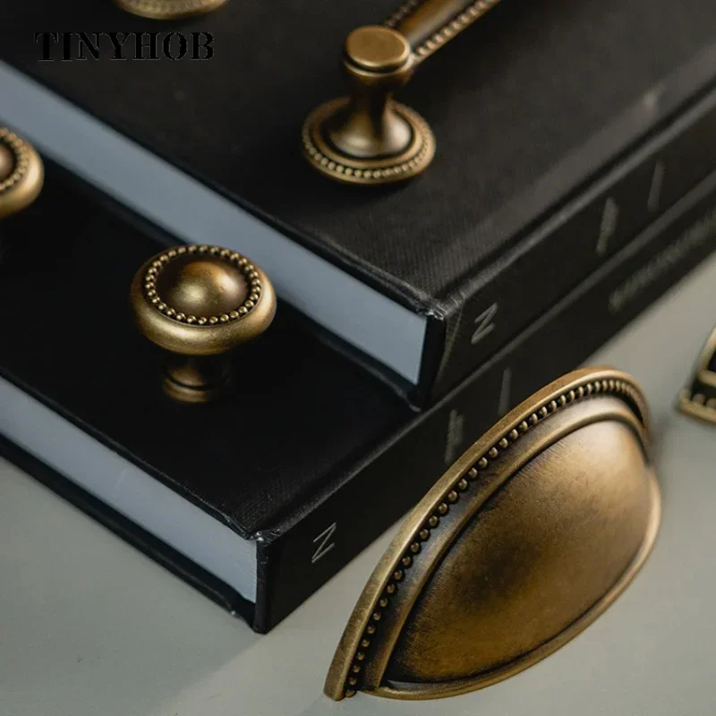 Vintage Bronze Sólido Bronze Shell Handle Botões do Armário Alças do Armário Móveis Hardware Gaveta Pull Gaveta da Cozinha