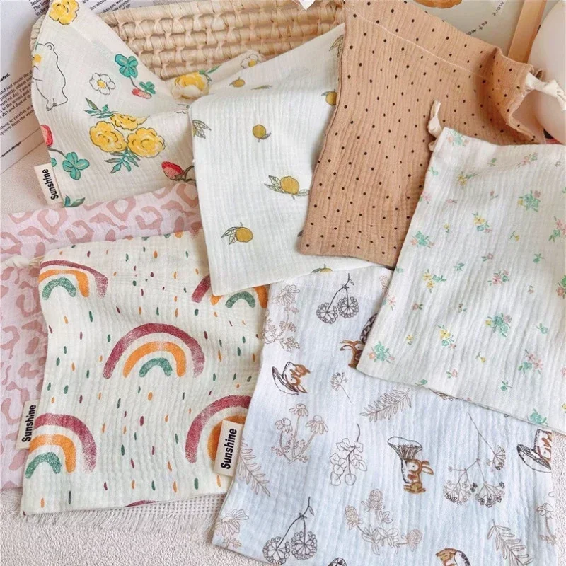 Diaper bag maternity bag diaper pouch natural cotton mommy storage bags outdoor baby diaper carrier cute sunshine rainbow printing drawstring 27x25cm