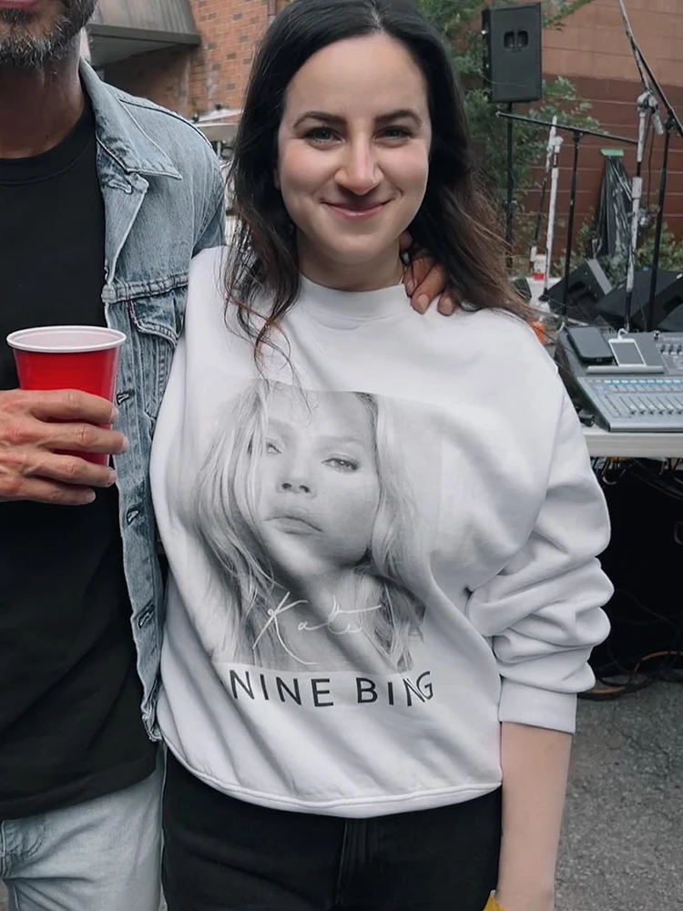 

Portrait Sweatshirts for Women 2023 Autumn and Winter Clothing Cotton White Pullovers Tops Loose Casual Sweatshirt Hoodies