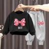 Spring Autumn Toddler Girl Tracksuit Bow Print Clothes Set 2PCS Long Sleeve Top and Pants Girls Outfit Sets Children Tracksuit 3