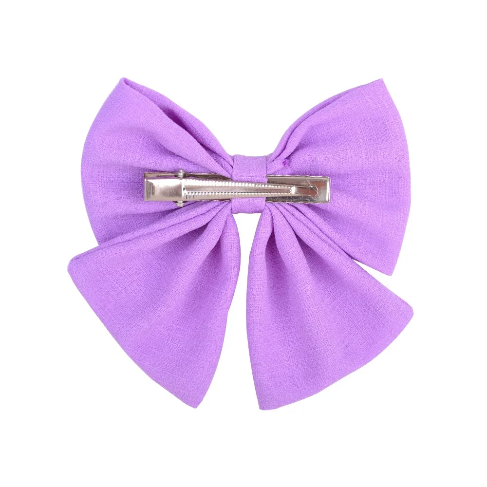 Solid Color Cotton Clip Hair Bows For Girls Hairband Handmade Hairpin Barrettes Headwear Kids Hair Accessories For Children 1Pcs