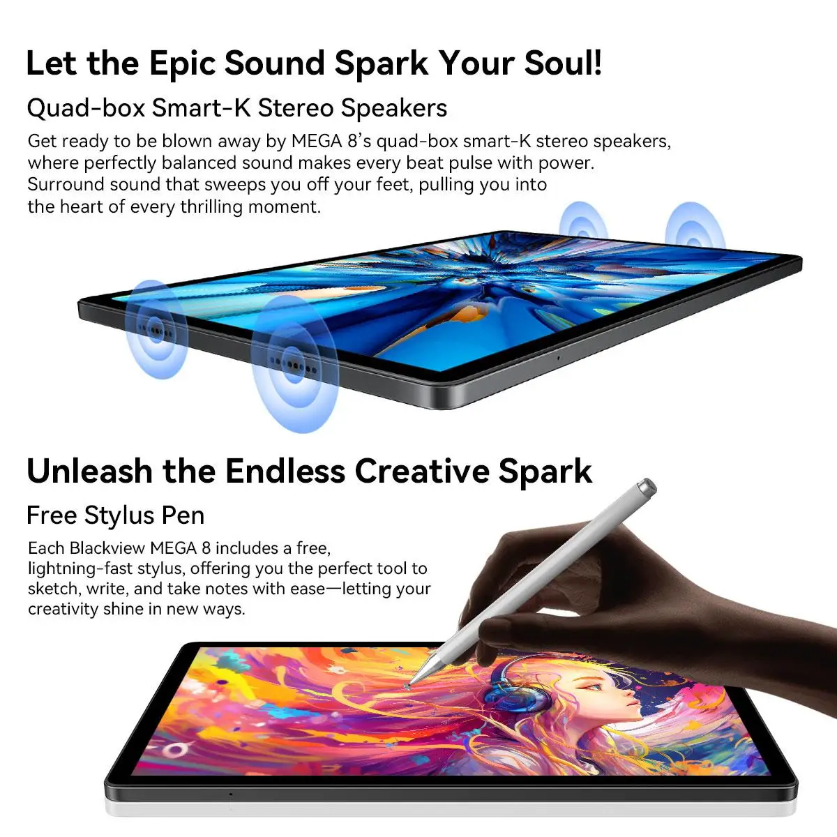 Blackview MEGA 8 Tablet PC 12GB+256GB / 512GB 13" FHD Display Unisoc Tiger T620 11000mAh 50MP Camera NFC Tablet Global Version