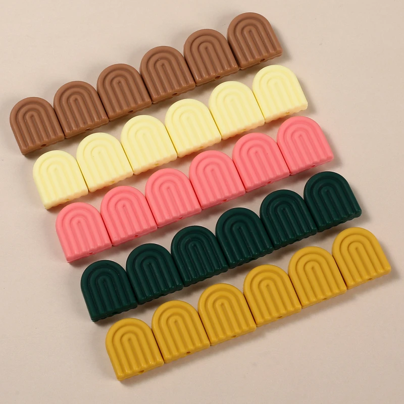 Teething toys silicone teething toys baby teething toys silicone beads silicone teething beads 10Pcs 17x20mm Teether Rainbow Beads Food Grade Silicone Beads For BPA Free Nursing Accessory DIY Baby Pacifier Chain Necklace