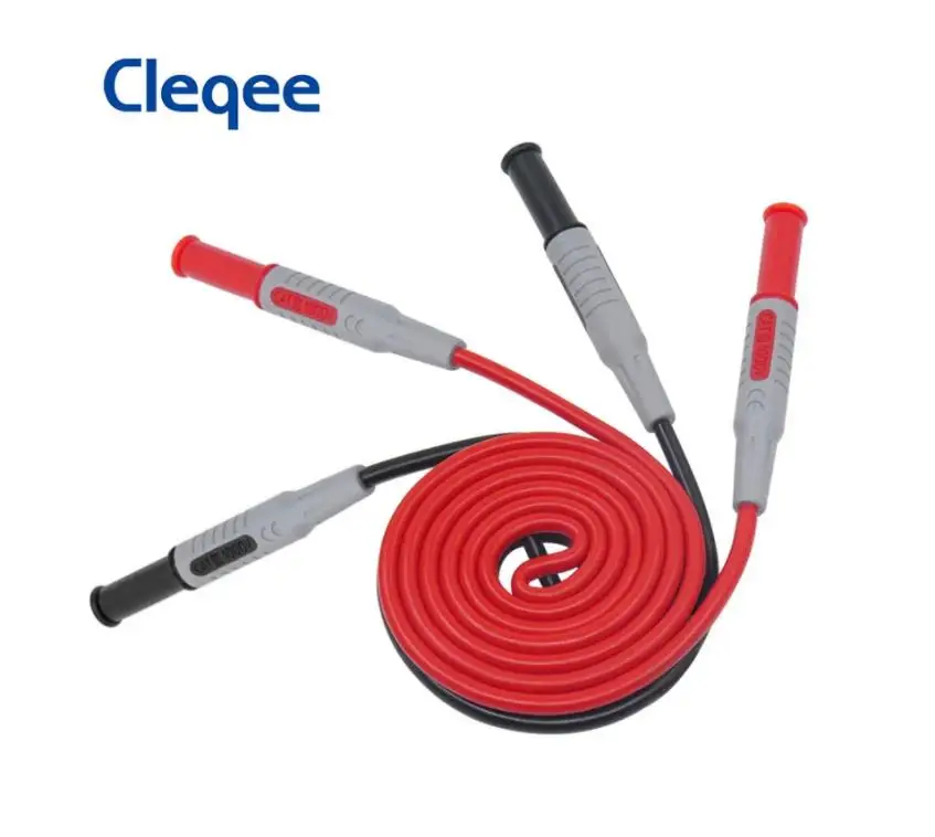 Cleqee P1032 2PCS Dual 4mm Ummantelte Bananenstecker Multimeter Messleitung Doppelseitiger Kupferstecker PVC-Kabel 1000V 15A 100cm Draht – Detail 2