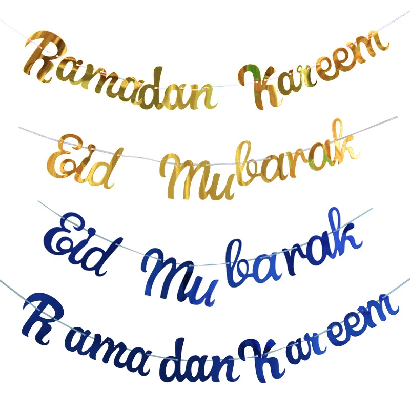 

Eid Mubarak Banners Glitter Mirror Ramadan Kareem Bunting Garland Flags Ramadan Decorations 2023 Muslim Islamic Party Supplies