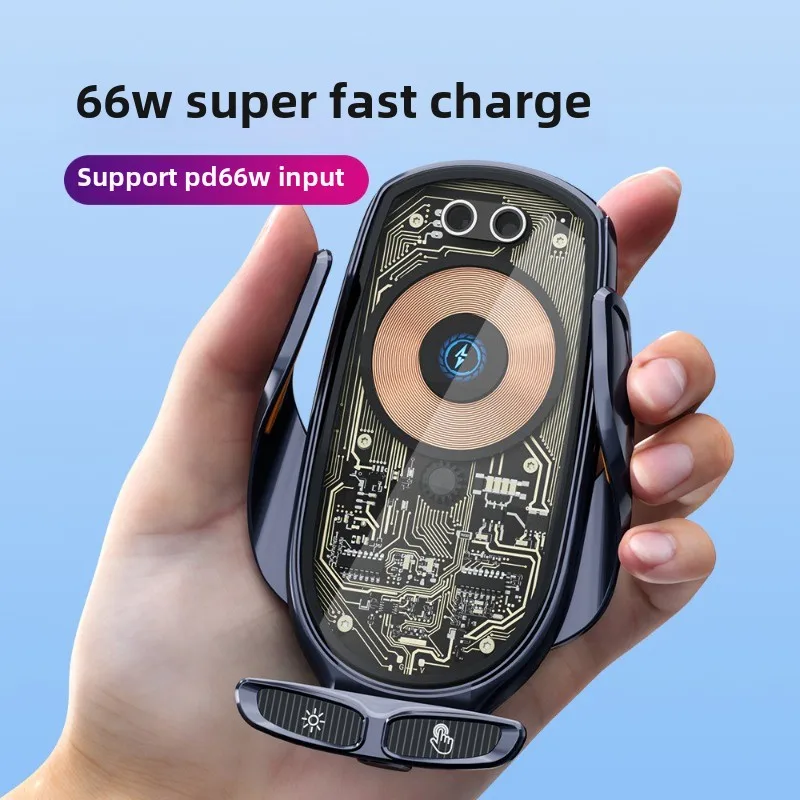 New 66W Wireless Super Fast Charging Car Charger Transparent Multi functional Smartphone Stand