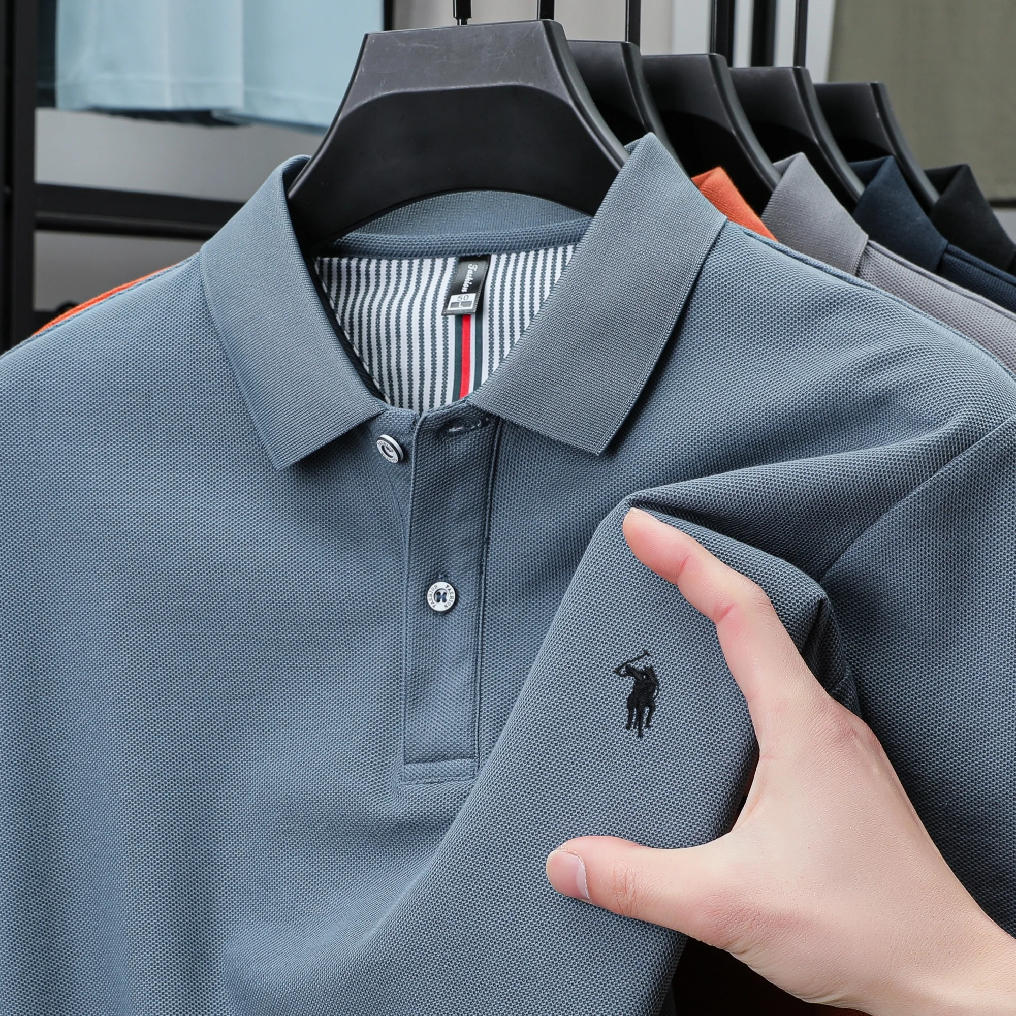 100% pure cotton men's high-end brand short sleeved polo shirt summer fashion hot selling pony embroidery golf Paul top T-shirt 15 S8d3a00abde79430992eb02a0ad474720I