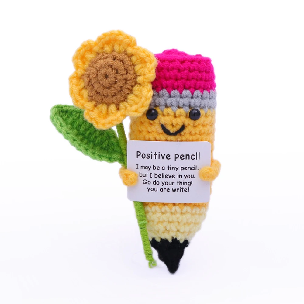 2026 Emotionale Unterstützung Häkel-Bleistiftfigur Positive Strickpuppe Lustige Puppe Abschlussgeschenk – Detail 1