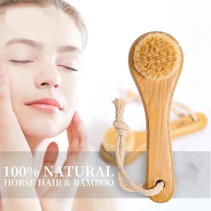 Portable Soft Bamboo Hair Facial Cleansing Brush – Deep Clean & Massage Tool