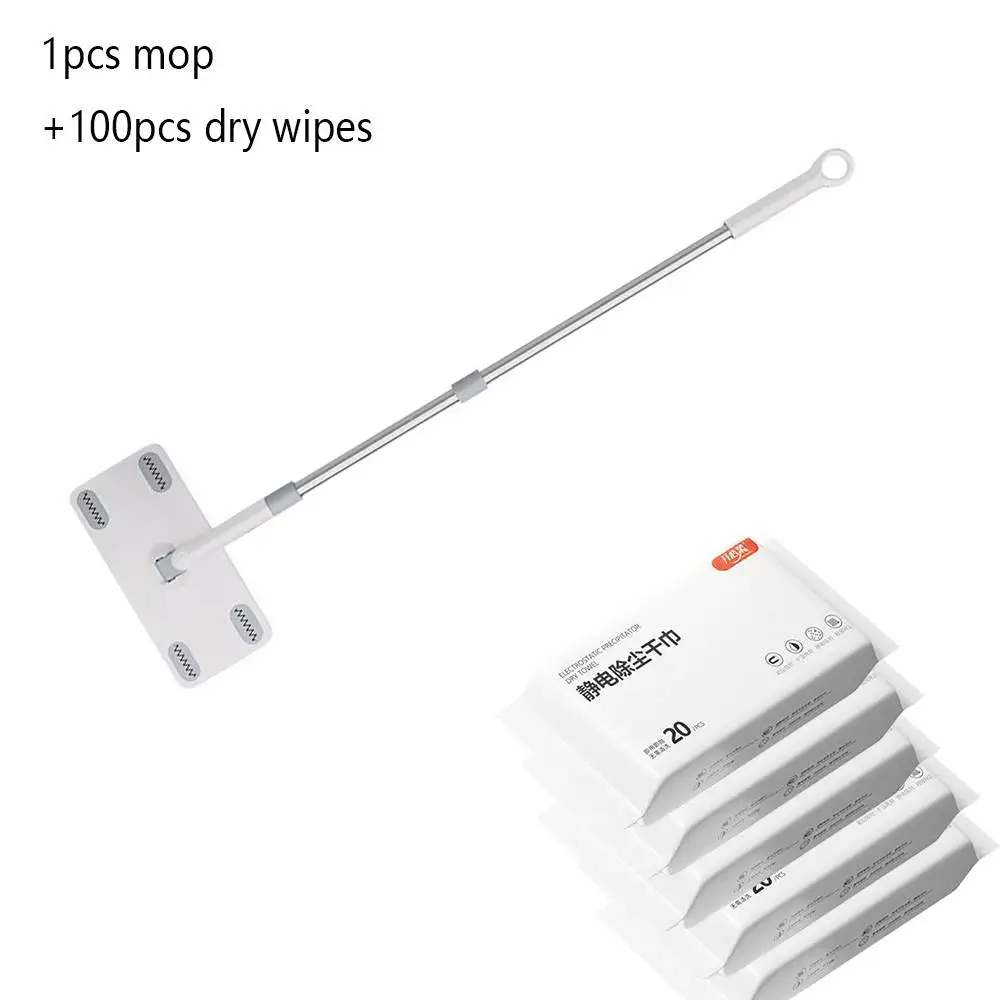 UNTIOR All-in-One Disposable Dust and Hair Removal Mop with Electrostatic Cleaning Papers