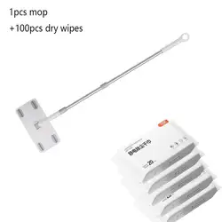 UNTIOR All - in - One Disposable Dust and Hair Removal Mop with Electrostatic Cleaning Papers (100pcs dry wipes)