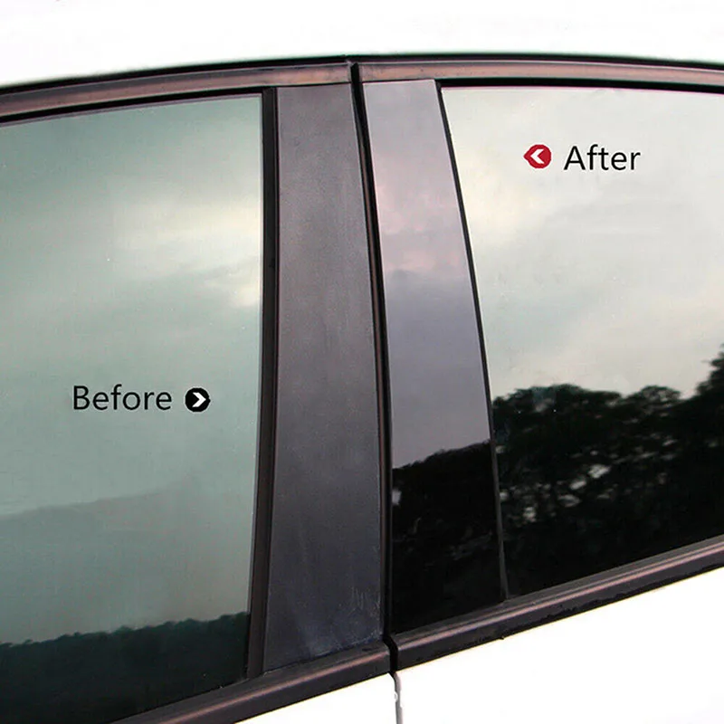 4PCS Door Window Trim Pillar Posts Sticker Decal Cover Car Accessories car stickers car window stickers car door moulding trim window door cover trim car window trim stickers car window trim For Peugeot 307 2001-2008
