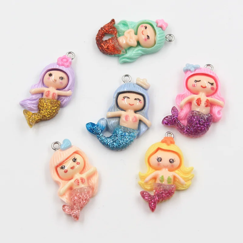 10 Stück Charms Meerjungfrau, gemischt, 30–40 mm, Anhänger, Bastelzubehör, handgefertigter Schmuck, DIY für Ohrringe, Halskette